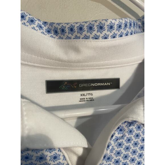 NWT Greg Norman Blue Floral Soft Touch Poly/Pima Cotton Polo Shirt XXL - Picture 3 of 7